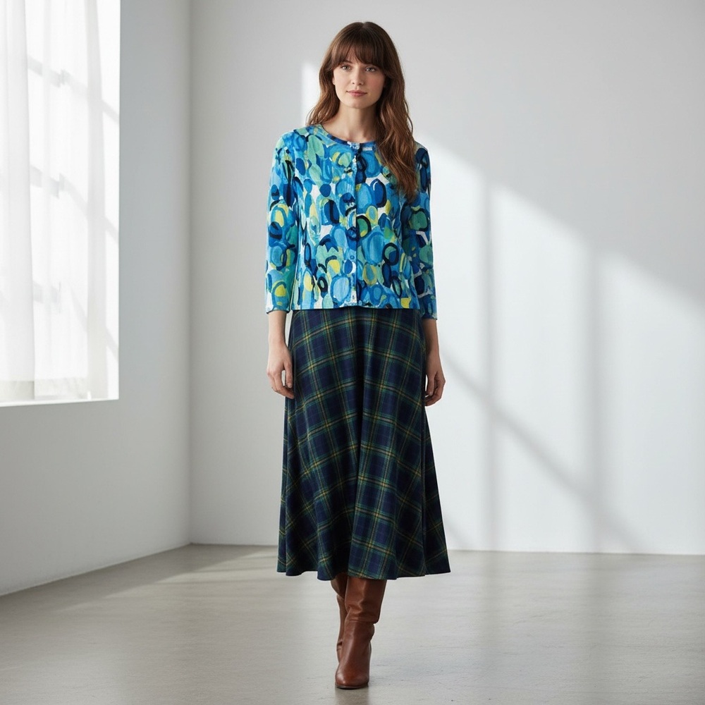 Rafaella Artsy Cardigan Blue Size XL